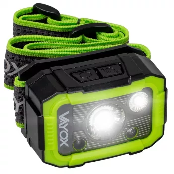 VAYOX VA0187 įkraunamas žibintuvėlis ant galvos, 750 lm, CREE + SMD, judesio jutiklis, IP66