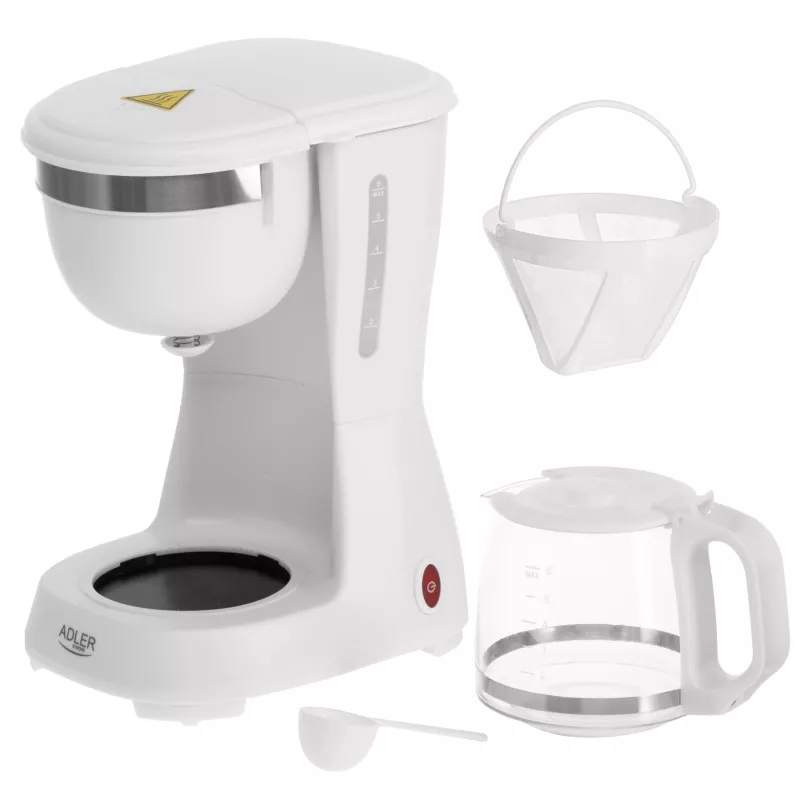 Adler AD 4381 lašelinė kavos virimo mašinėlė, 600 W, balta