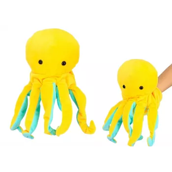 LEAN TOYS Plush Mascot Octopus Yellow Hand Puppet 25 cm