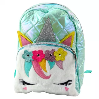 LEAN vaikiška dygsniuota kuprinė mokyklai Unicorn Turquoise 32 cm