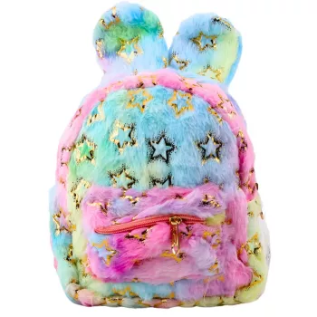 LEAN Plush Backpack Ears Gold Stars Children's Colorful 24cm