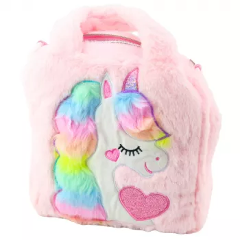 LEAN Plush vaikiška kuprinė su vienaragiu, reguliuojamas petnešas, rožinė, 24x9 cm