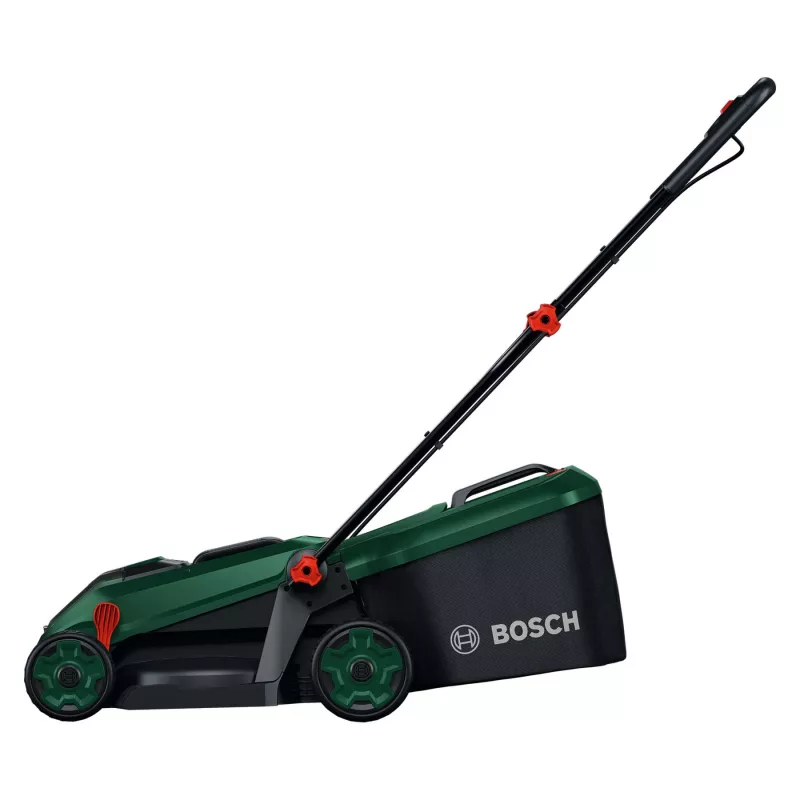 Belaidis žoliapjovė Bosch Rotak 18V-34 su starterio rinkiniu ir mulčiavimo kištuku (C)