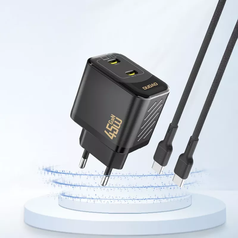 Dudao A28PEU GaN 45W PD 2xUSB-C Wall Charger Black