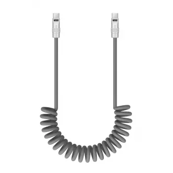 Newell USB-C į USB-C laidas 100W, 1,5 m, silikoninis, spiralinis, pilkas