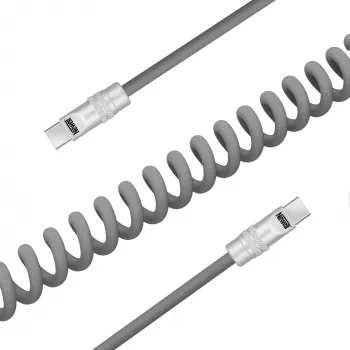 Newell USB-C į USB-C laidas 100W, 1,5 m, silikoninis, spiralinis, pilkas