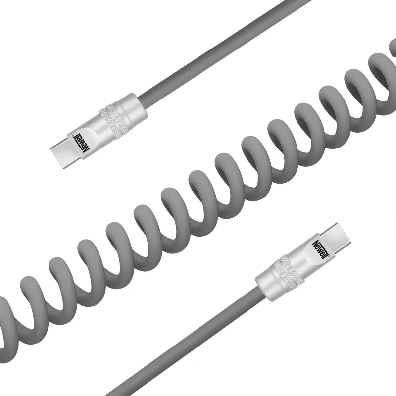 Newell USB-C į USB-C laidas 100W, 1,5 m, silikoninis, spiralinis, pilkas
