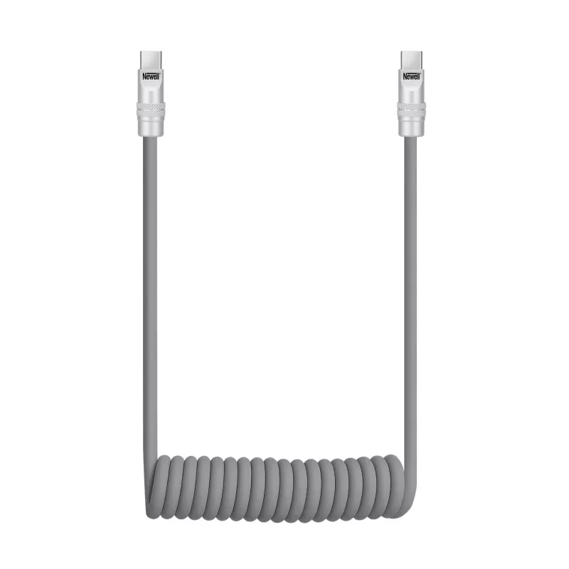 Newell USB-C į USB-C laidas 100W, 1,5 m, silikoninis, spiralinis, pilkas