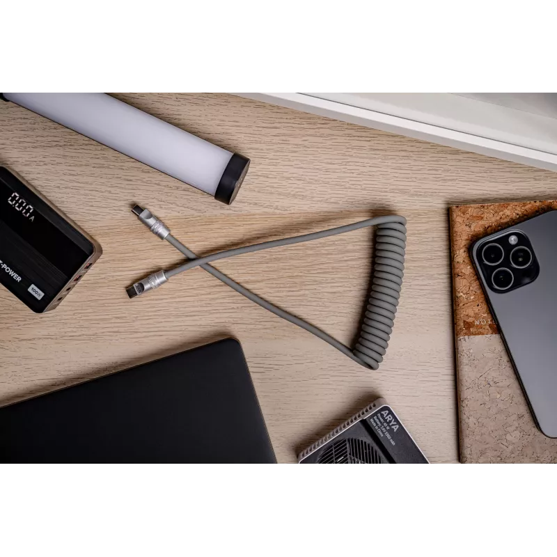 Newell USB-C į USB-C laidas 100W, 1,5 m, silikoninis, spiralinis, pilkas
