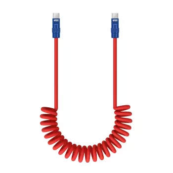 Newell USB-C į USB-C laidas 100W 1,5m Silikoninis spiralinis Raudonai-Mėlynas