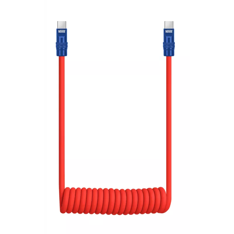 Newell USB-C į USB-C laidas 100W 1,5m Silikoninis spiralinis Raudonai-Mėlynas