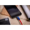 Newell USB-C į USB-C laidas 100W 1,5m Silikoninis spiralinis Raudonai-Mėlynas
