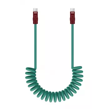 Newell USB-C į USB-C laidas 100W, 1,5 m, silikoninis, spiralinis, žaliai-burgundiškas