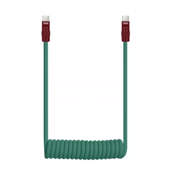 Newell USB-C į USB-C laidas 100W, 1,5 m, silikoninis, spiralinis, žaliai-burgundiškas