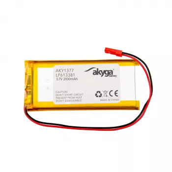 Akyga AKY1377 LP613381 Li-Po baterija 3.7V 2100mAh su PCM JST 2.54 2 kontaktų 150mm