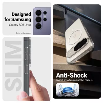Crong Hybrid Clear Magnetic Case su MagSafe, skaidrus, Samsung Galaxy S26 Ultra