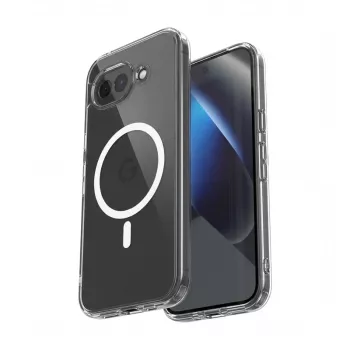 Crong Hybrid Clear Magnetic MagSafe Dėklas, skirtas Google Pixel 10a (Skaidrus)