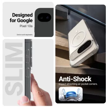 Crong Hybrid Clear Magnetic MagSafe Dėklas, skirtas Google Pixel 10a (Skaidrus)