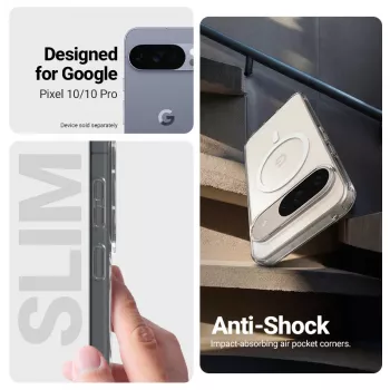 Crong Hybrid Clear Magnetic Case su MagSafe, skaidrus, Google Pixel 10 / 10 Pro