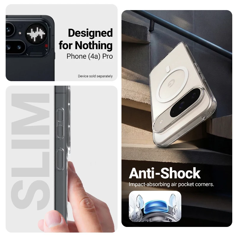 Crong Hybrid Clear Magnetic Case MagSafe, skaidrus, skirta Nothing Phone 4a Pro