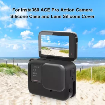 PULUZ Silikoninis apsauginis dėklas su objektyvo dangteliu, skirtas Insta360 Ace Pro, juodas