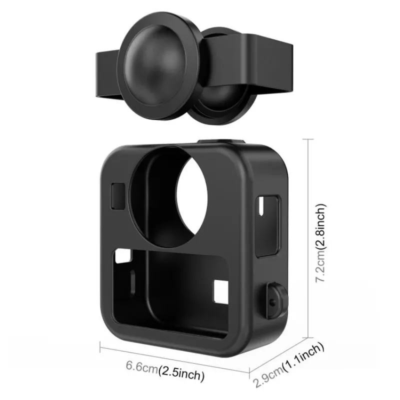 PULUZ 3-in-1 Kit Protective Case, Lens Cap, Hand Strap for GoPro Max 2 - Black