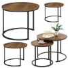 LEAN 3-in-1 apvalių kavos staliukų rinkinys Vintage Natural Wood 51cm 40cm 30cm