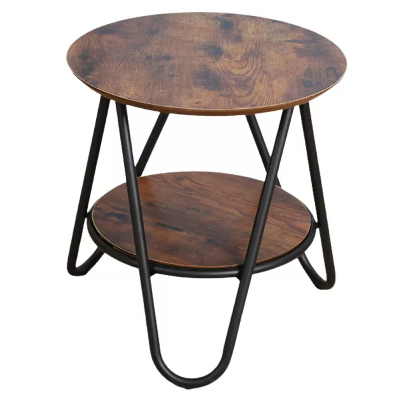 LEAN Round Coffee Table with Additional Shelf Industrial Vintage 40x42cm