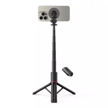 Tech-Protect L06S Selfie Stick Tripod su LED šviesa ir Bluetooth nuotolinio valdymo pulteliu, juoda