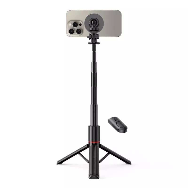Tech-Protect L06S Selfie Stick Tripod su LED šviesa ir Bluetooth nuotolinio valdymo pulteliu, juoda