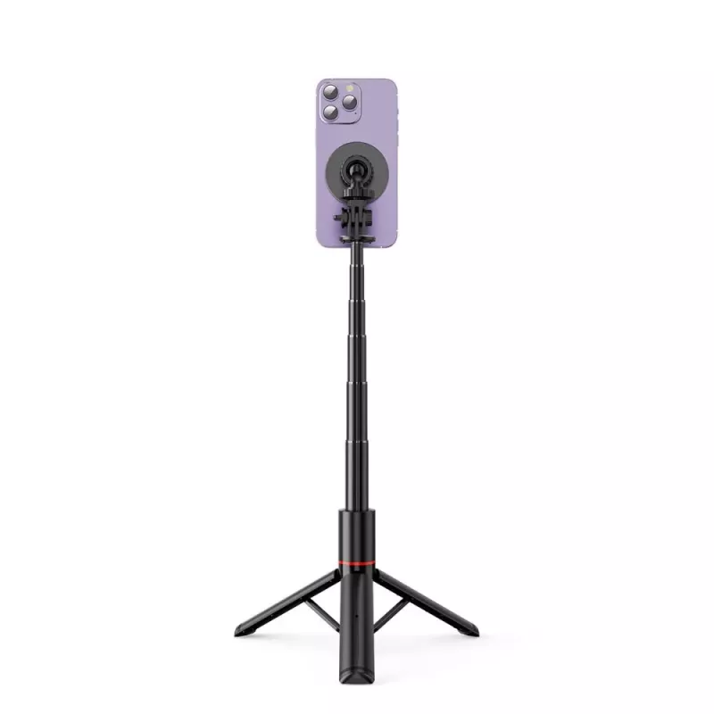Tech-Protect L06S Selfie Stick Tripod su LED šviesa ir Bluetooth nuotolinio valdymo pulteliu, juoda