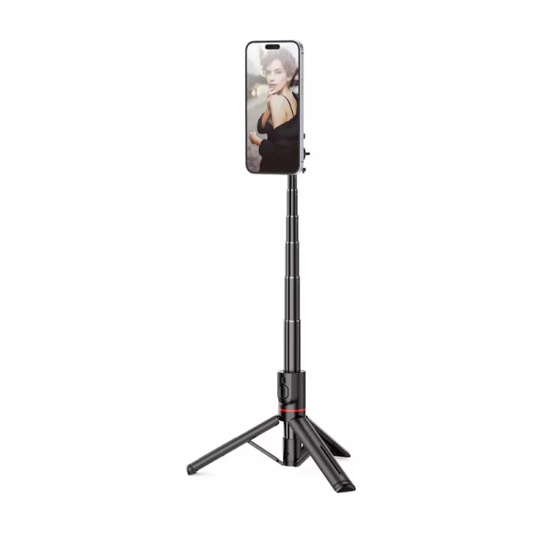 Tech-Protect L06S Selfie Stick Tripod su LED šviesa ir Bluetooth nuotolinio valdymo pulteliu, juoda