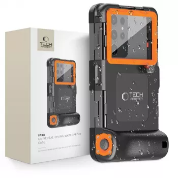 TECH-PROTECT IPX8 Universal Diving Waterproof Case Black/Orange
