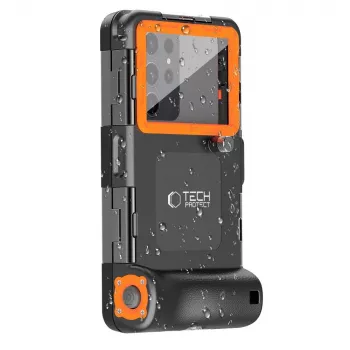 TECH-PROTECT IPX8 Universal Diving Waterproof Case Black/Orange