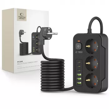 TECH-PROTECT PC3X6 Power Socket 3 USB & 3 Type-C & 3 Socket 200cm Black