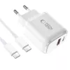 TECH-PROTECT NCA30 2-Port Network Charger PD 30W / QC3.0 + Type-C Cable White
