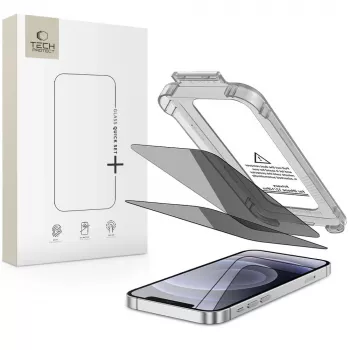 TECH-PROTECT Quick Set Spy+ Privacy Grūdinto stiklo apsauginis ekrano dangtelis, skirtas Apple iPhone 12 / iPhone 12 Pro (2 vnt. pakuotė)