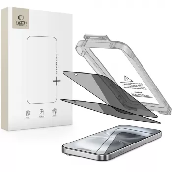 TECH-PROTECT QUICK SET SPY+ Privacy Tempered Glass Screen Protector 2-Pack, skirta Apple iPhone 15 / iPhone 16