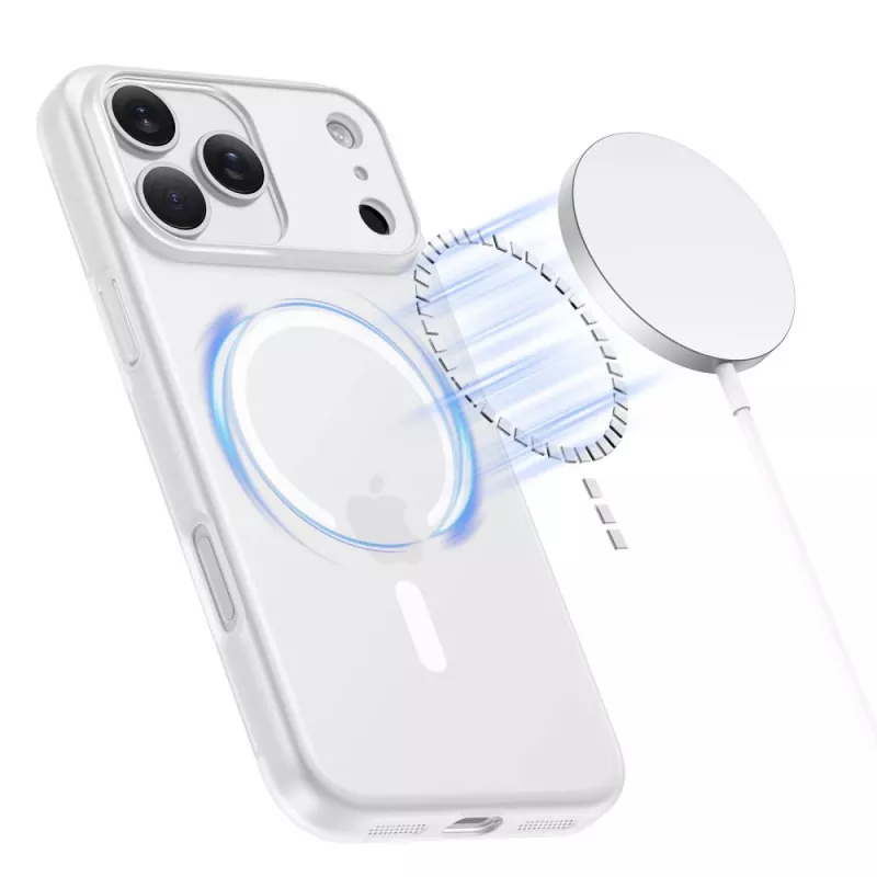 Tech-Protect MagSlim MagSafe dėklas, skirtas iPhone 17 Pro Max, matinė balta