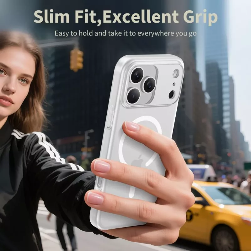 Tech-Protect MagSlim MagSafe dėklas, skirtas iPhone 17 Pro Max, matinė balta
