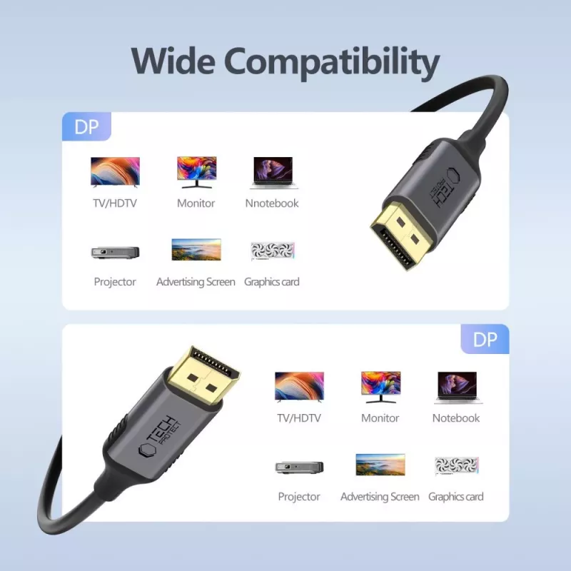 TECH-PROTECT ULTRABOOST DisplayPort į DisplayPort laidas 1.4 4K 60Hz 200cm Juodas
