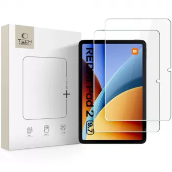 TECH-PROTECT Glass Fit+ Grūdinto stiklo apsauginis ekrano stiklas, skirtas „Xiaomi Redmi Pad 2 9.7“ – 2 vnt. pakuotė, skaidrus