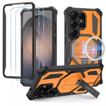 TECH-PROTECT MAGBLAST MAGSAFE + GLASS 2-PACK GALAXY S26 ULTRA JUODA/ORANŽINĖ