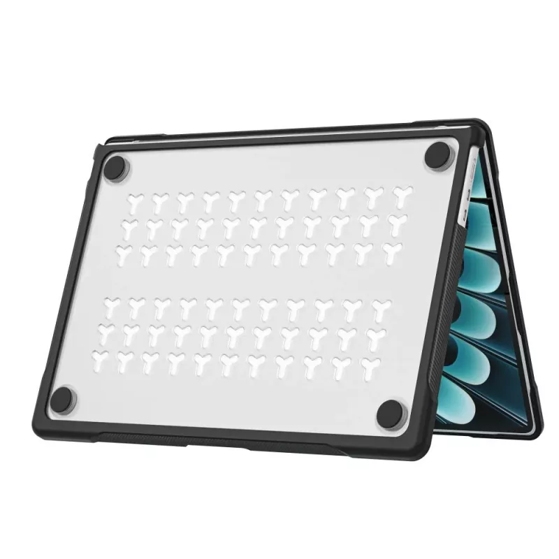 Tech-Protect Velar Hard Shell Case, skirta MacBook Air 15 M2-M5 2023-2026, juoda/matinė skaidri