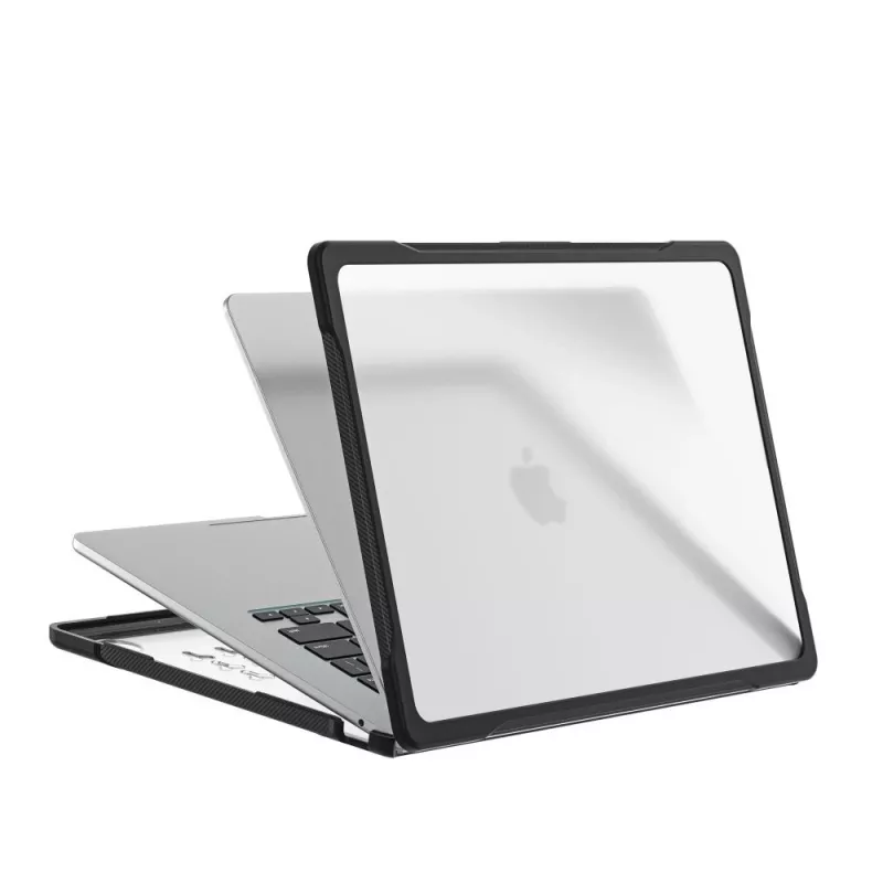 Tech-Protect Velar Hard Shell Case, skirta MacBook Air 15 M2-M5 2023-2026, juoda/matinė skaidri