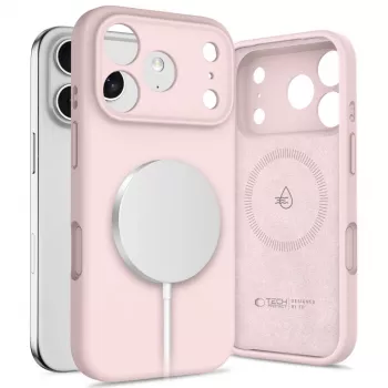 Tech-Protect Silikoninis MagSafe dėklas, skirtas Apple iPhone 17 Pro, Pink Pearl