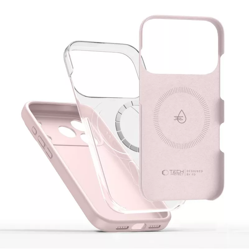Tech-Protect Silikoninis MagSafe dėklas, skirtas Apple iPhone 17 Pro, Pink Pearl