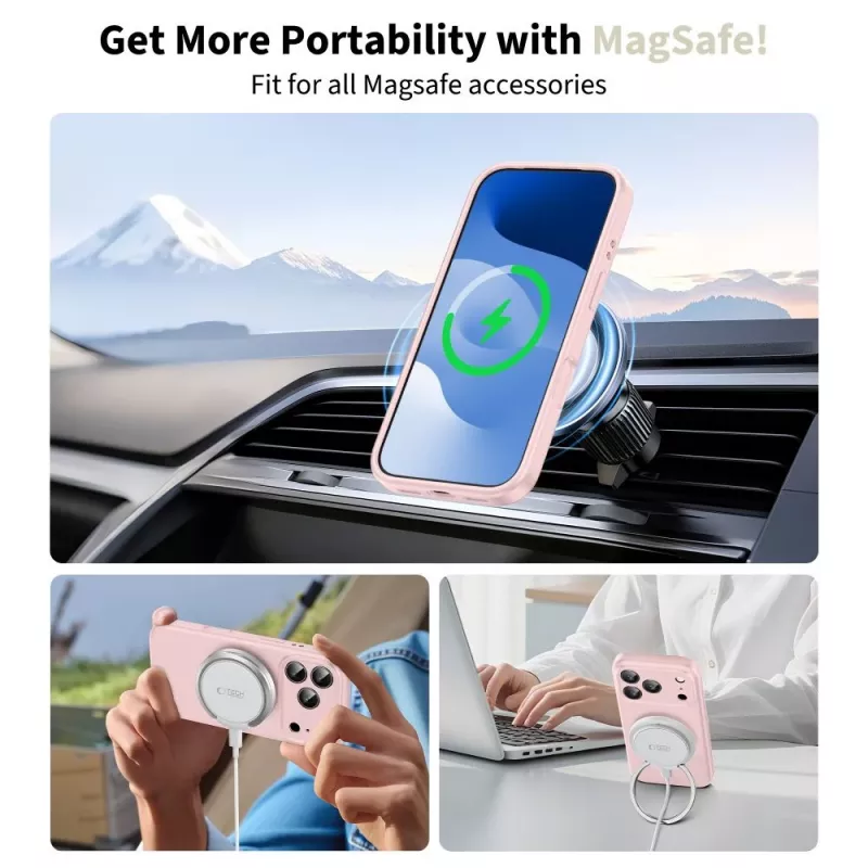 Tech-Protect Silikoninis MagSafe dėklas, skirtas Apple iPhone 17 Pro, Pink Pearl