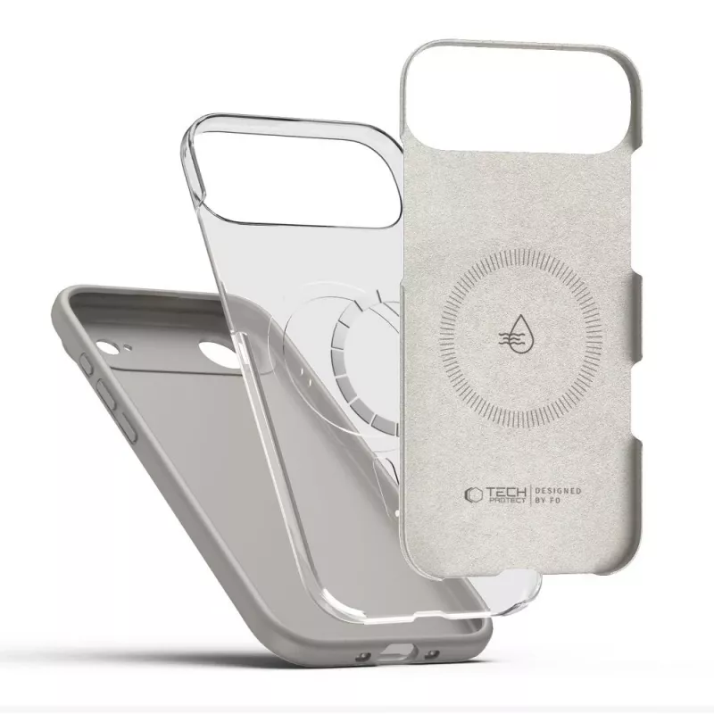 Tech-Protect silikoninis MagSafe dėklas, skirtas Apple iPhone 17 Air, Stone Grey