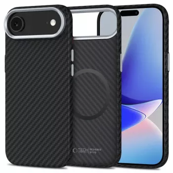 Tech-Protect Ion Carbon MagSafe dėklas, skirtas iPhone 17 Air, juodas/sidabrinis